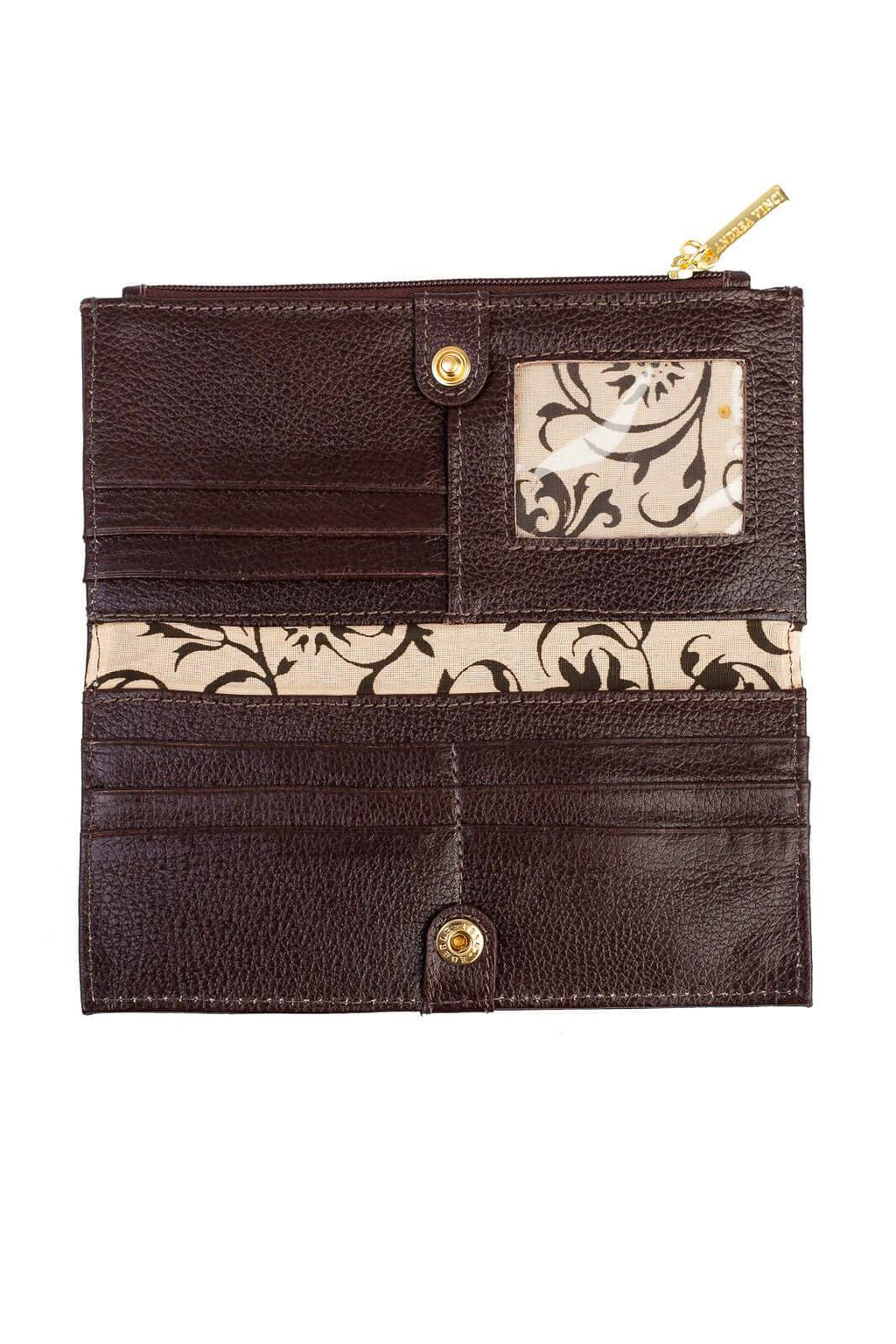 Carteira feminina de couro liso Cléo 9,5x19cm - Enluaze