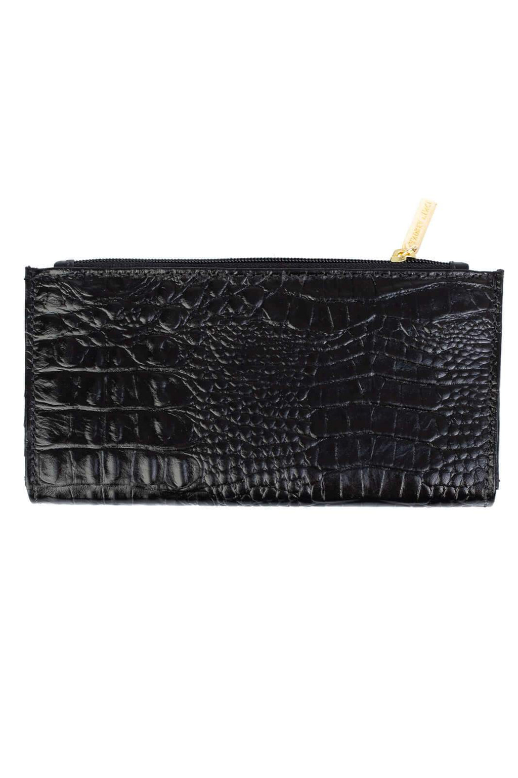Carteira feminina de couro croco Cléo 9,5x19cm - Enluaze