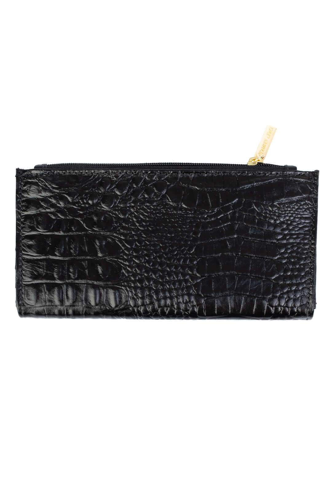 Carteira feminina de couro croco Cléo 9,5x19cm - Enluaze