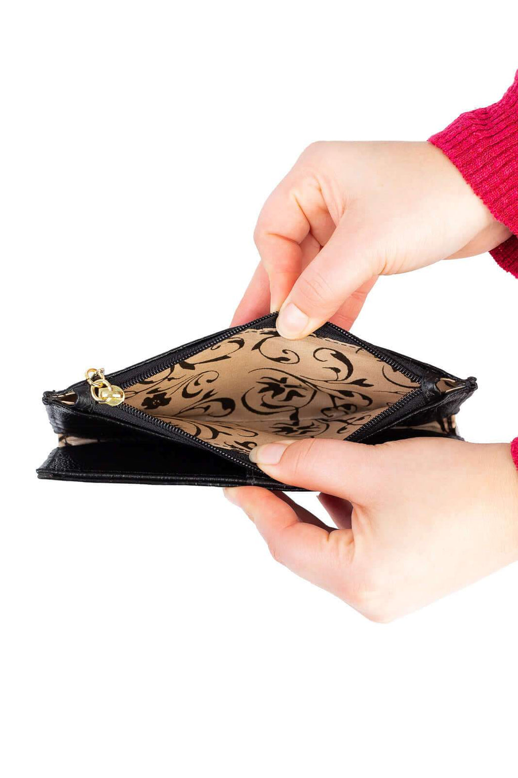 Carteira feminina de couro croco Cléo 9,5x19cm - Enluaze