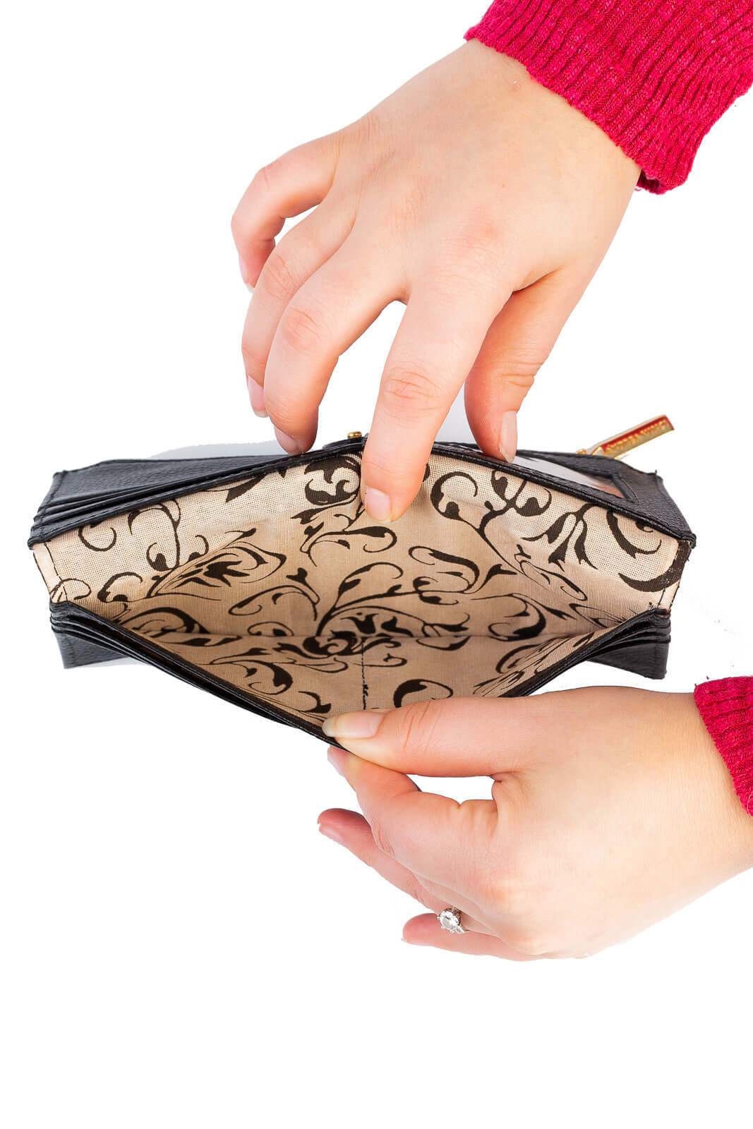 Carteira feminina de couro croco Cléo 9,5x19cm - Enluaze