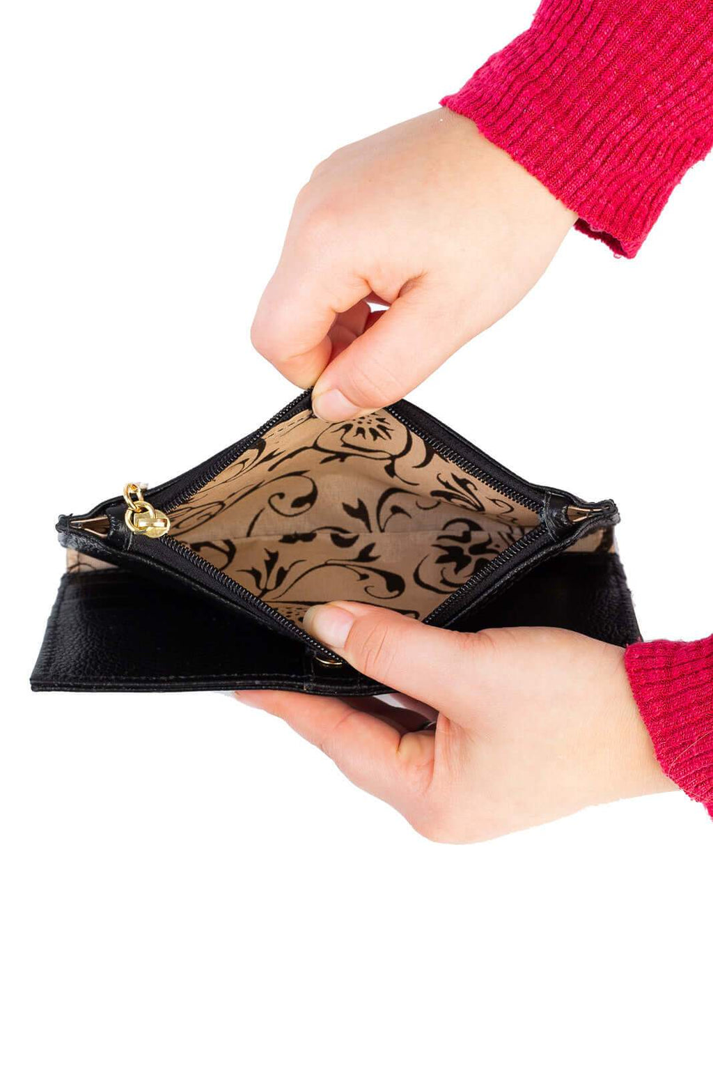 Carteira feminina de couro liso Cléo 9,5x19cm - Enluaze