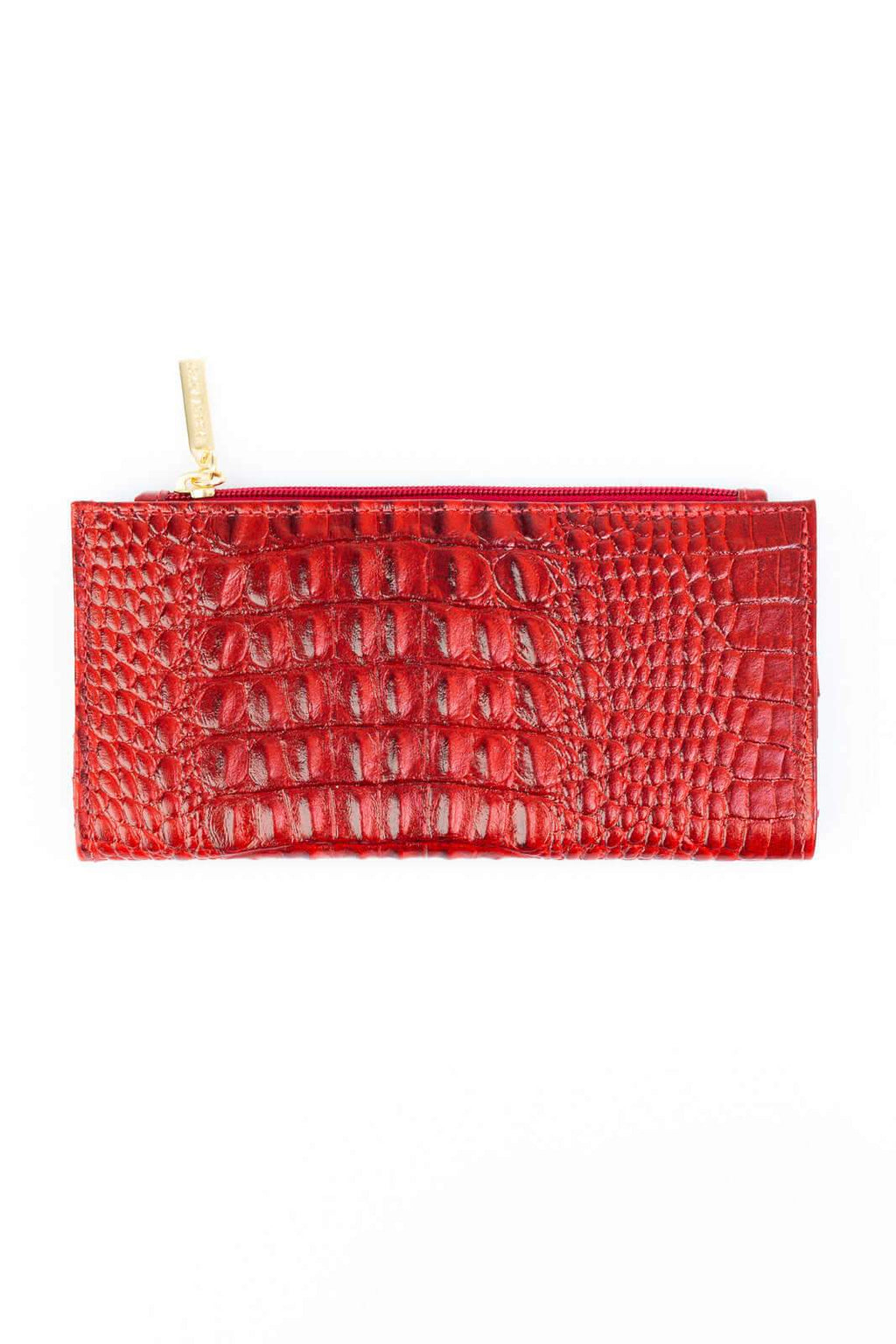 Carteira feminina de couro croco Cléo 9,5x19cm - Enluaze