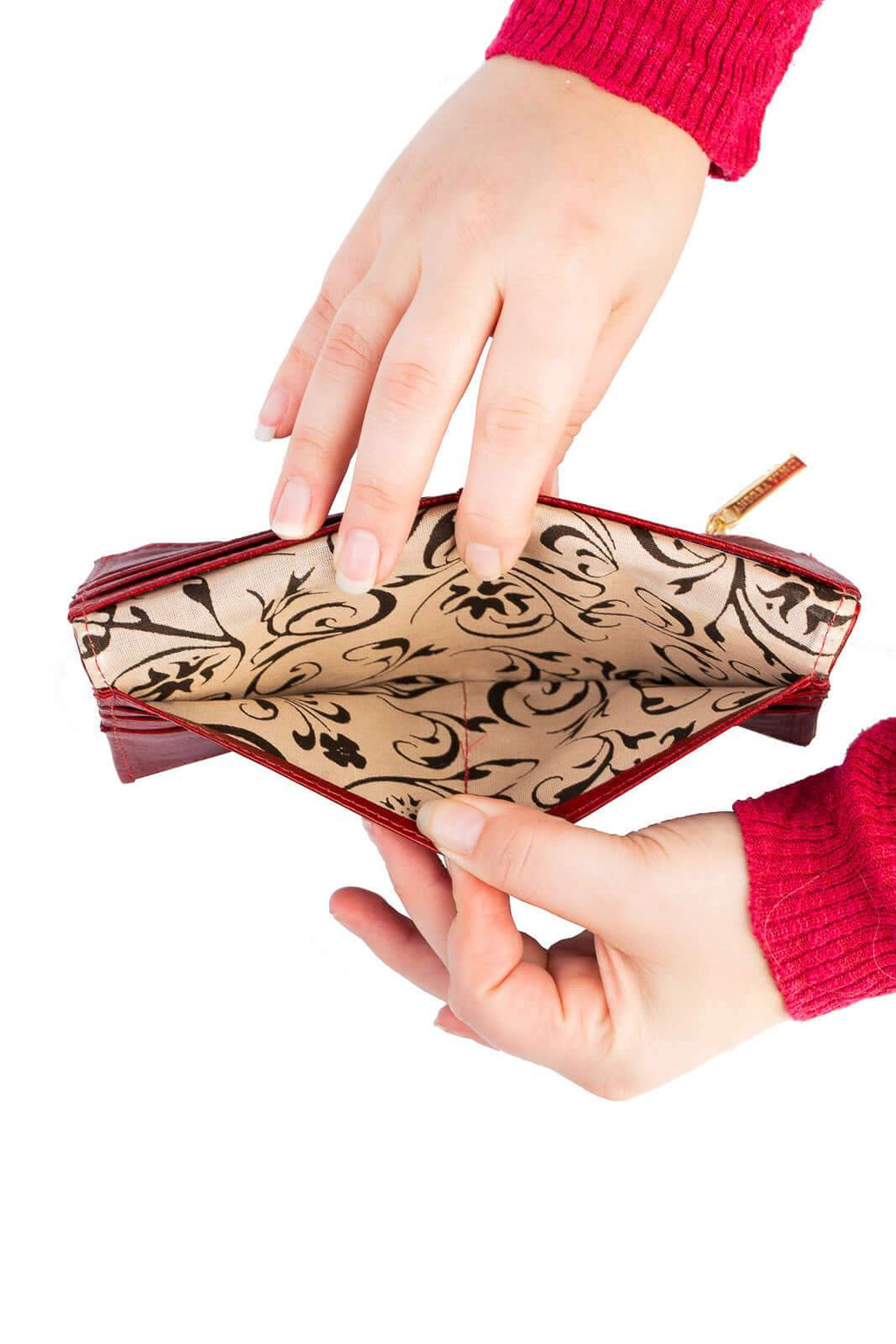 Carteira feminina de couro croco Cléo 9,5x19cm - Enluaze