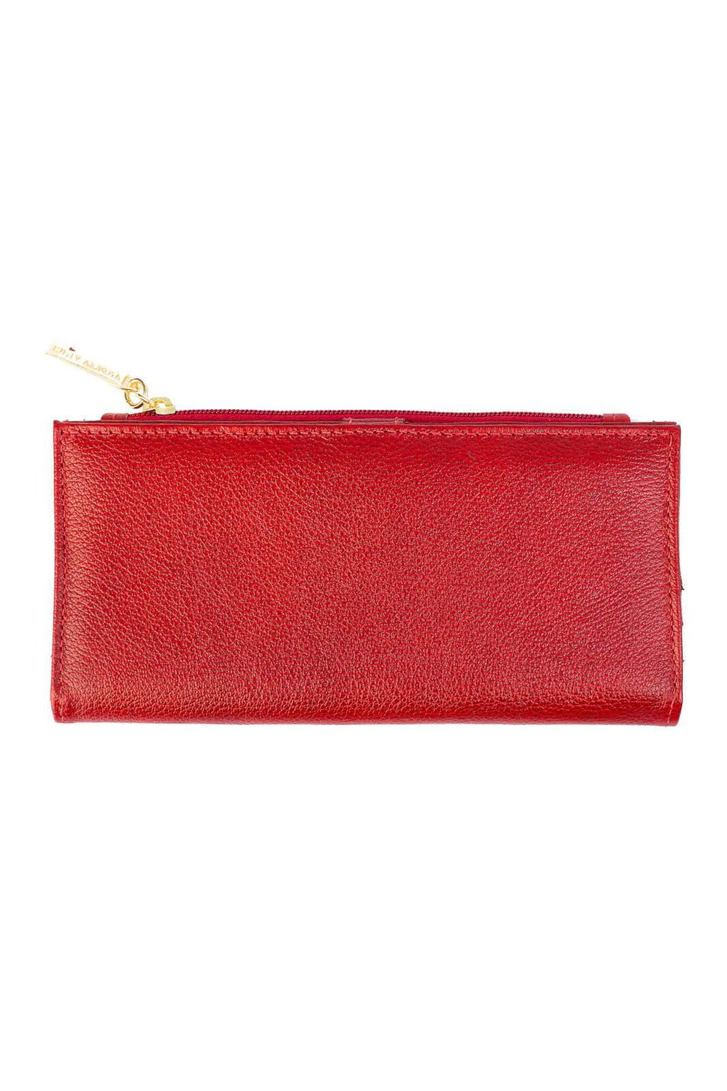 Carteira feminina de couro liso Cléo 9,5x19cm - Enluaze