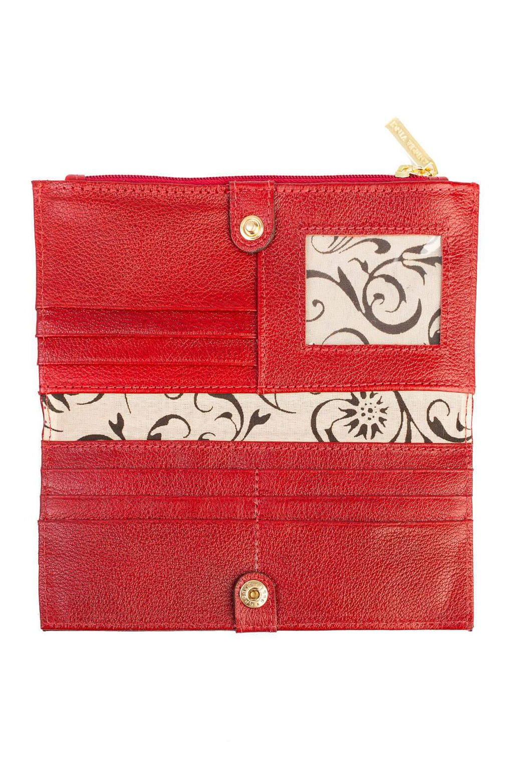 Carteira feminina de couro liso Cléo 9,5x19cm - Enluaze