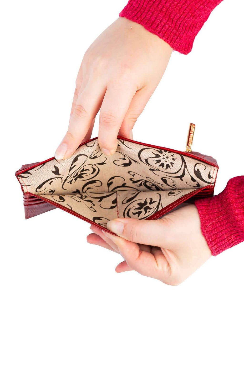 Carteira feminina de couro liso Cléo 9,5x19cm - Enluaze