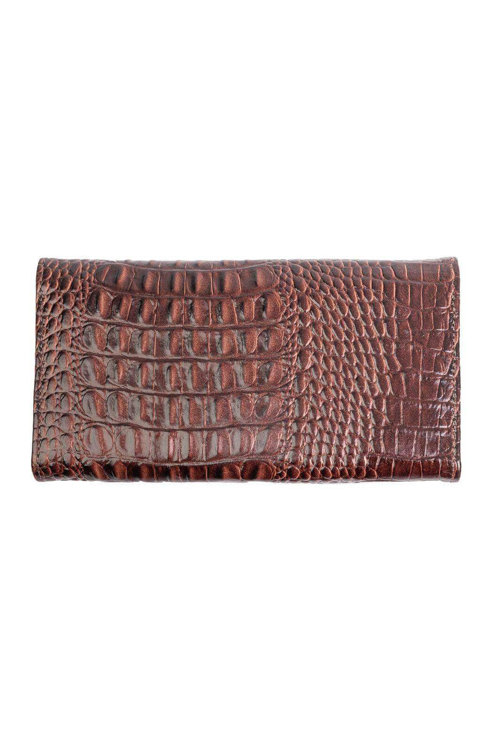 Carteira feminina de couro croco Kate 10,5x19,5cm - Enluaze