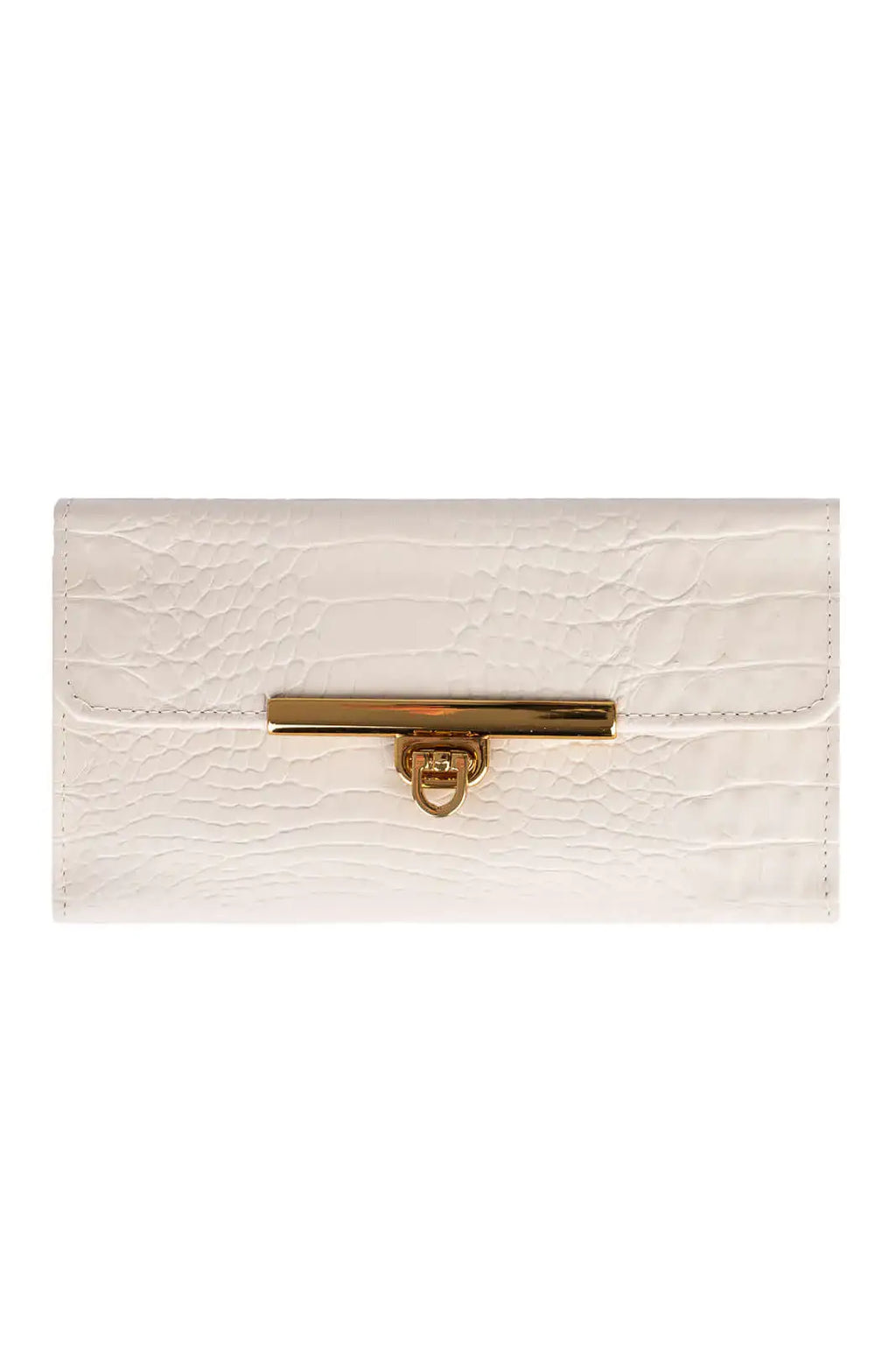 Carteira feminina de couro croco Kate 10,5x19,5cm - Enluaze