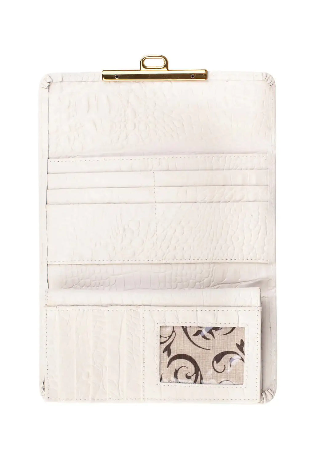 Carteira feminina de couro croco Kate 10,5x19,5cm - Enluaze