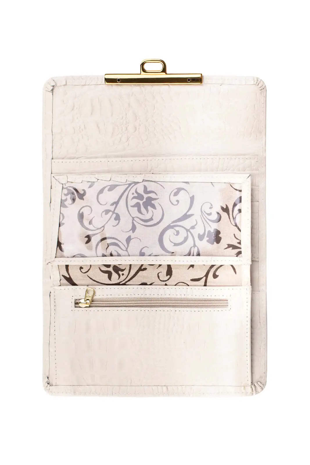 Carteira feminina de couro croco Kate 10,5x19,5cm - Enluaze