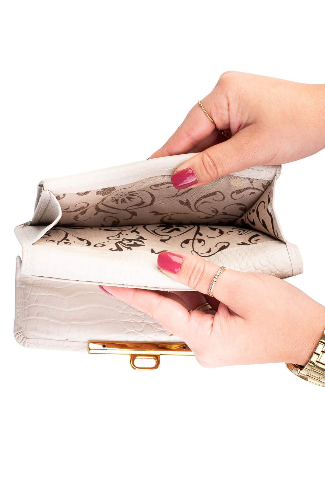 Carteira feminina de couro croco Kate 10,5x19,5cm - Enluaze