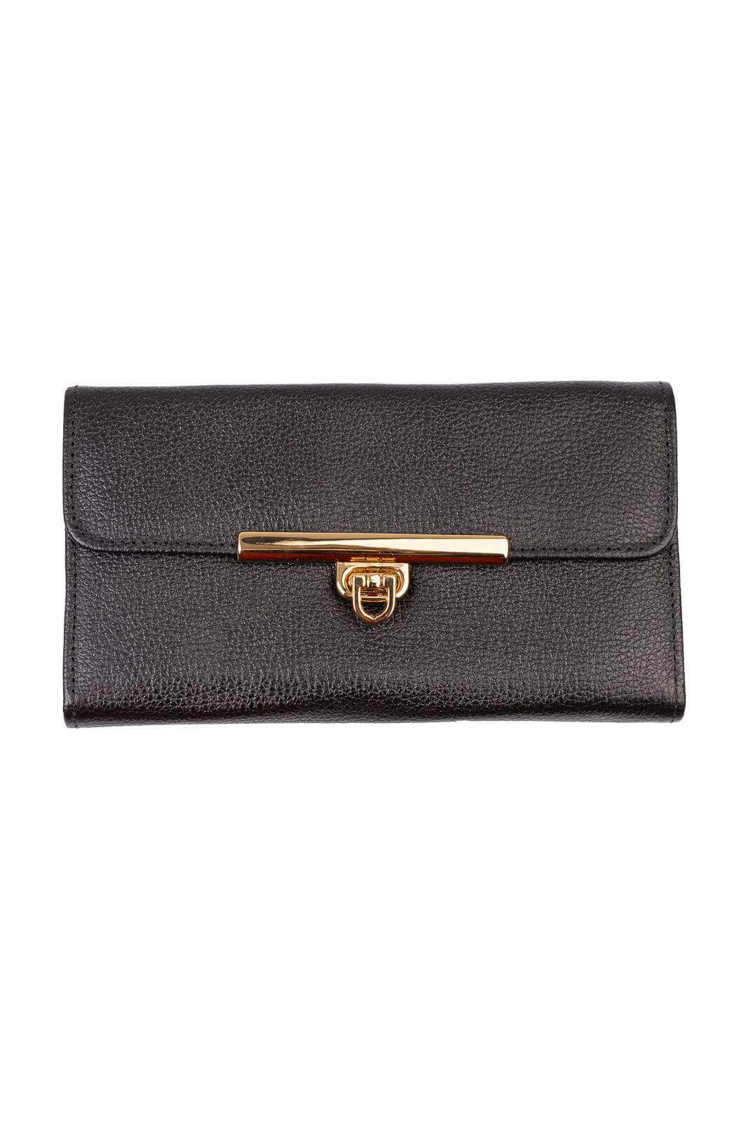 Carteira feminina de couro liso Kate 10,5x19,5cm - Enluaze