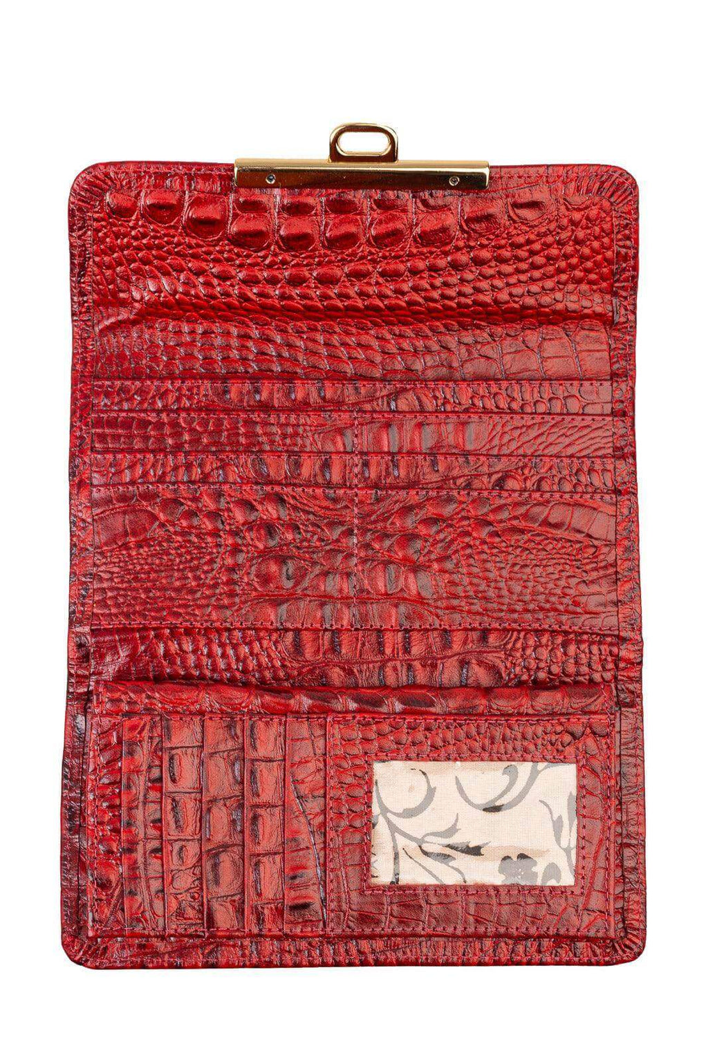 Carteira feminina de couro croco Kate 10,5x19,5cm - Enluaze