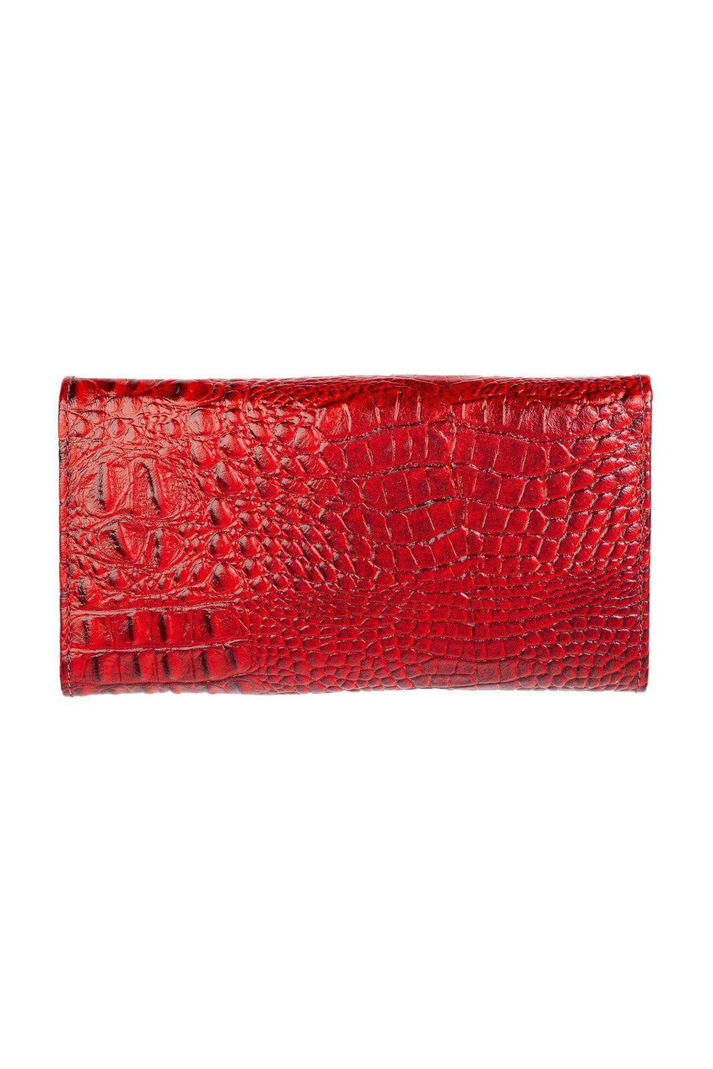 Carteira feminina de couro croco Kate 10,5x19,5cm - Enluaze
