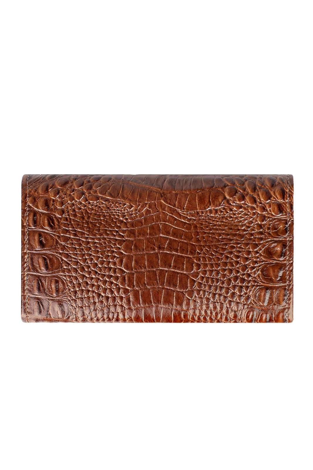 Carteira feminina de couro croco Kate 10,5x19,5cm - Enluaze