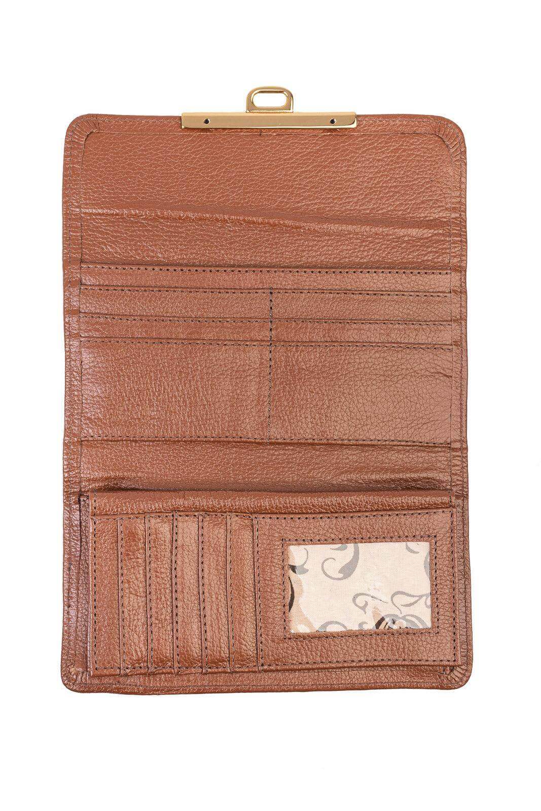 Carteira feminina de couro liso Kate 10,5x19,5cm - Enluaze