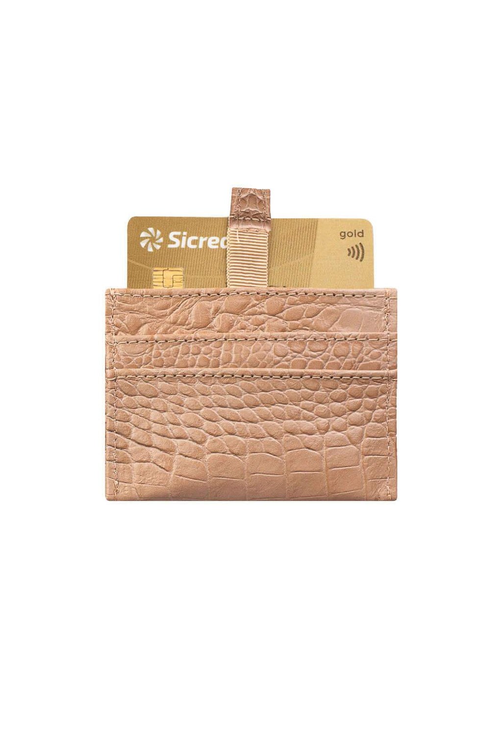 Porta cartões de couro croco Ianna 8x10cm - Enluaze