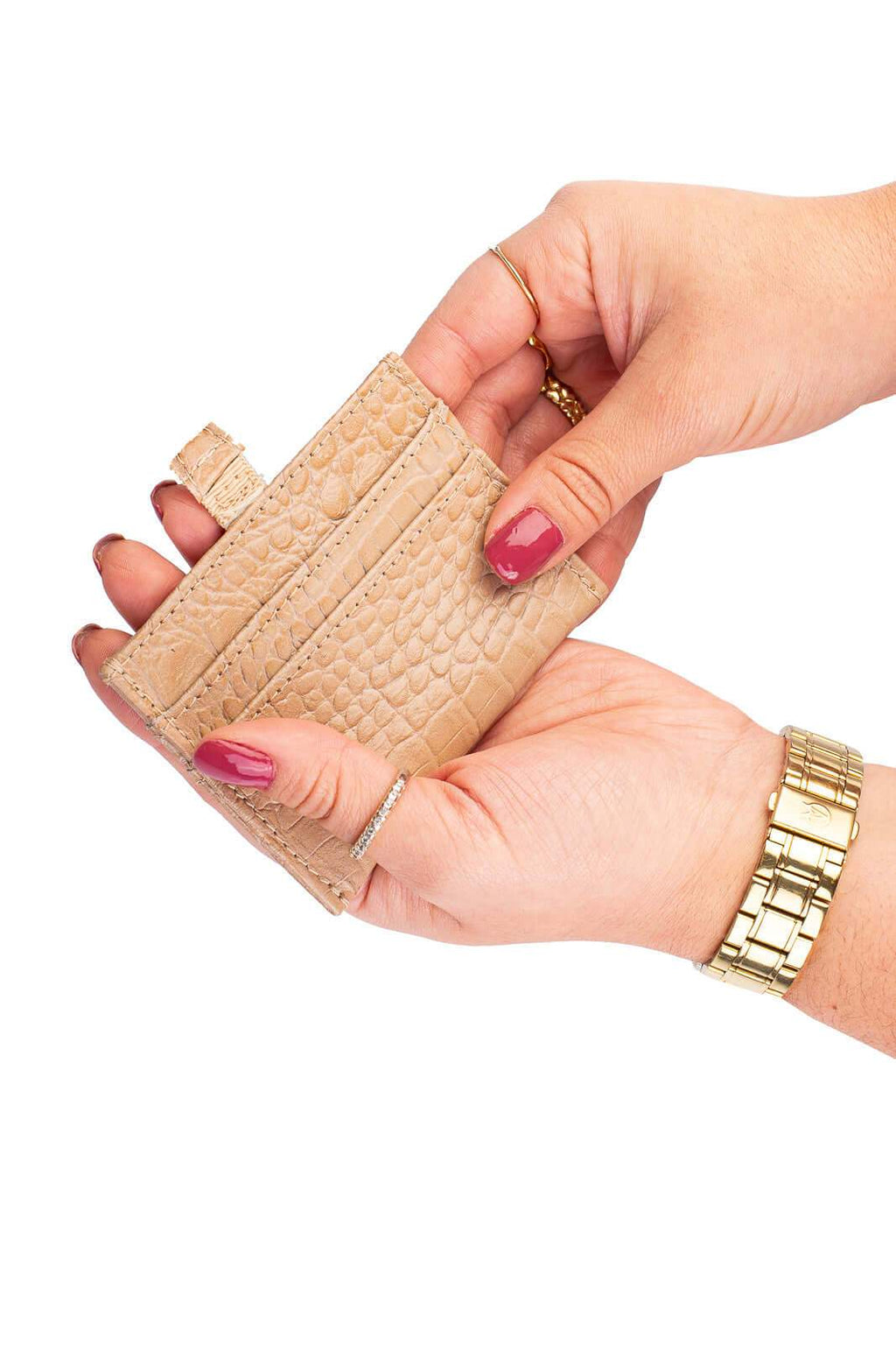 Porta cartões de couro croco Ianna 8x10cm - Enluaze