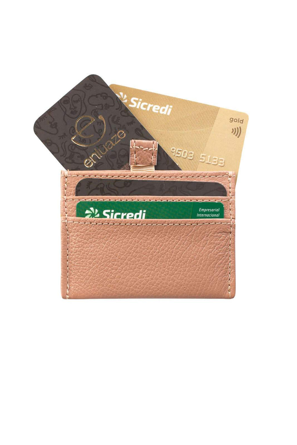 Porta cartões de couro liso Ianna 8x10cm - Enluaze