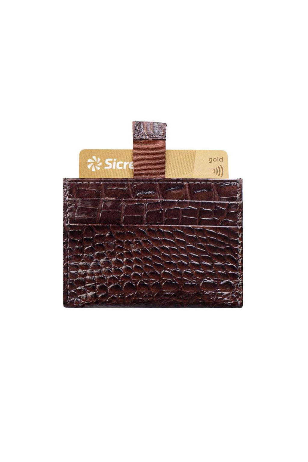 Porta cartões de couro croco Ianna 8x10cm - Enluaze