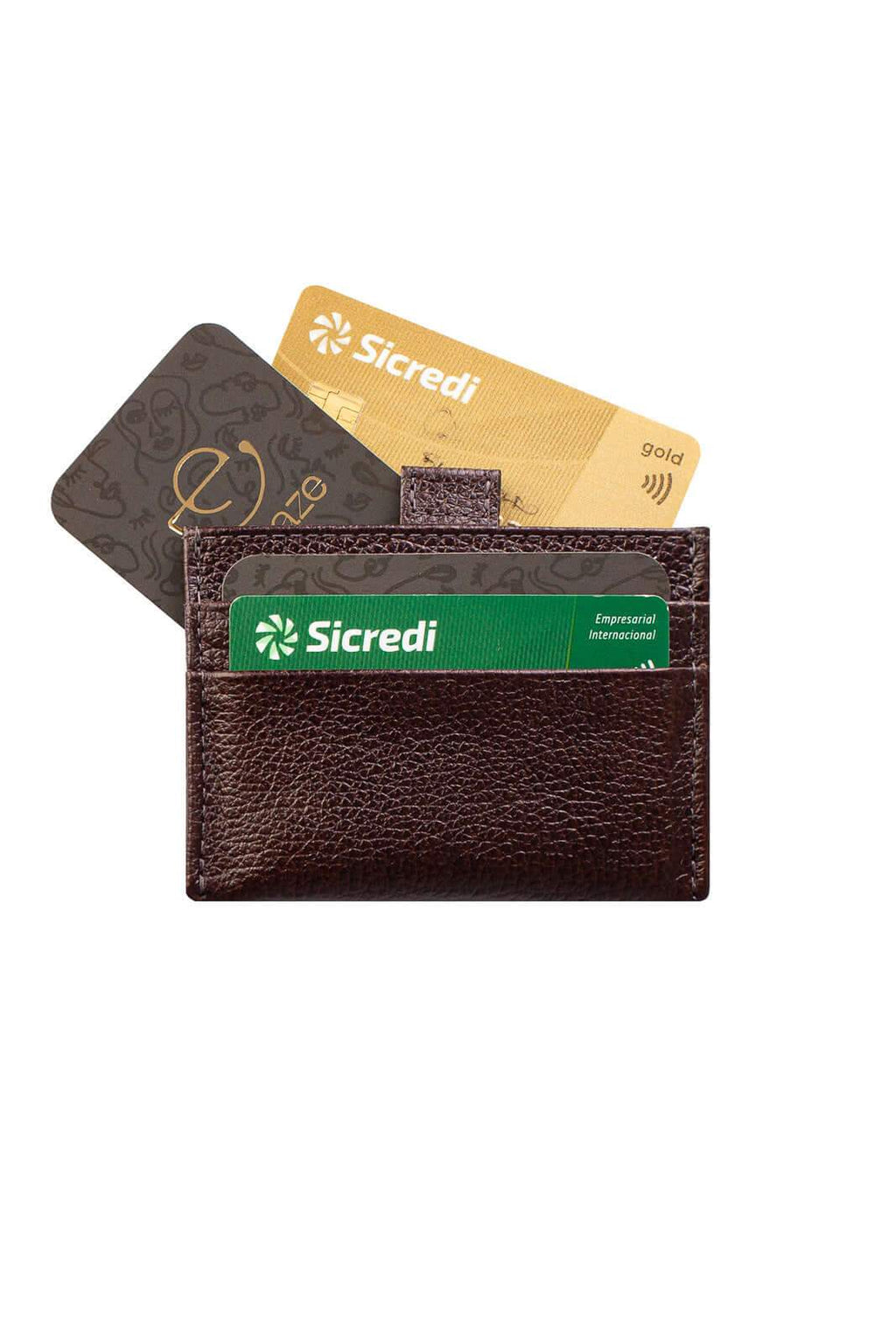 Porta cartões de couro liso Ianna 8x10cm - Enluaze