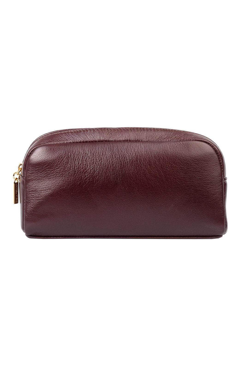 Necessaire de couro liso Adriana 12x23x6cm - Enluaze