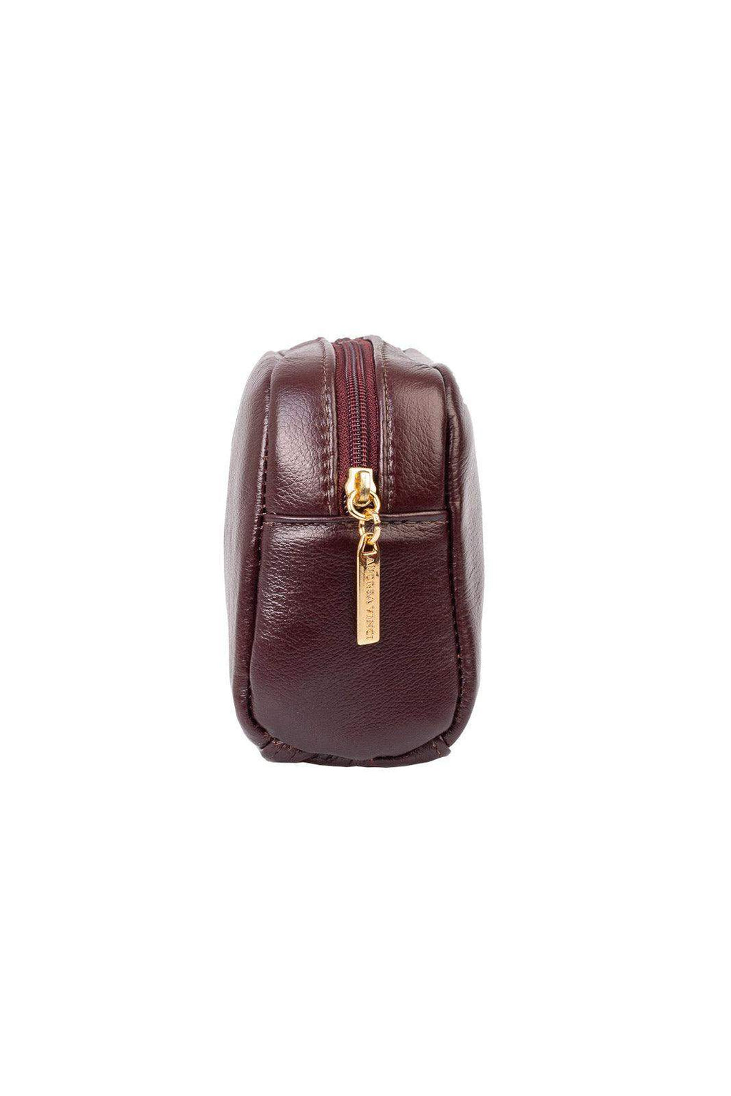 Necessaire de couro liso Adriana 12x23x6cm - Enluaze