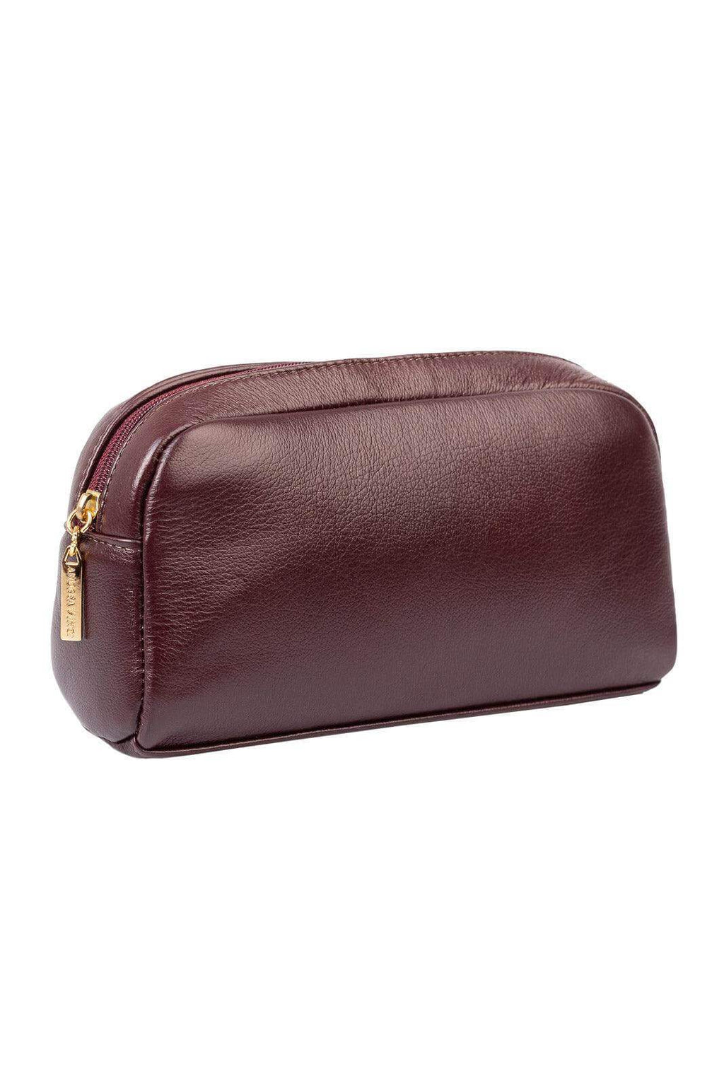 Necessaire de couro liso Adriana 12x23x6cm - Enluaze