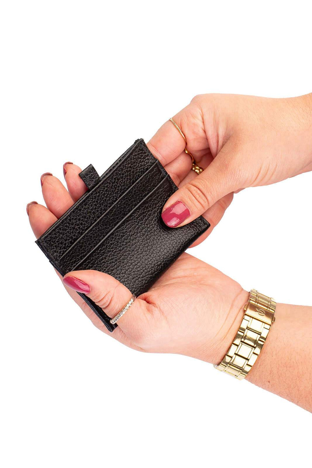 Porta cartões de couro liso Ianna 8x10cm - Enluaze