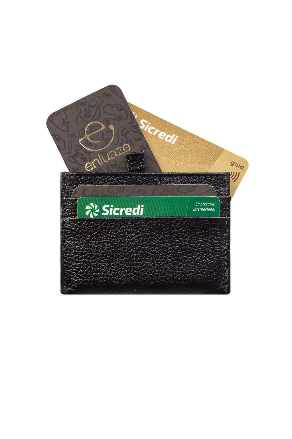 Porta cartões de couro liso Ianna 8x10cm - Enluaze