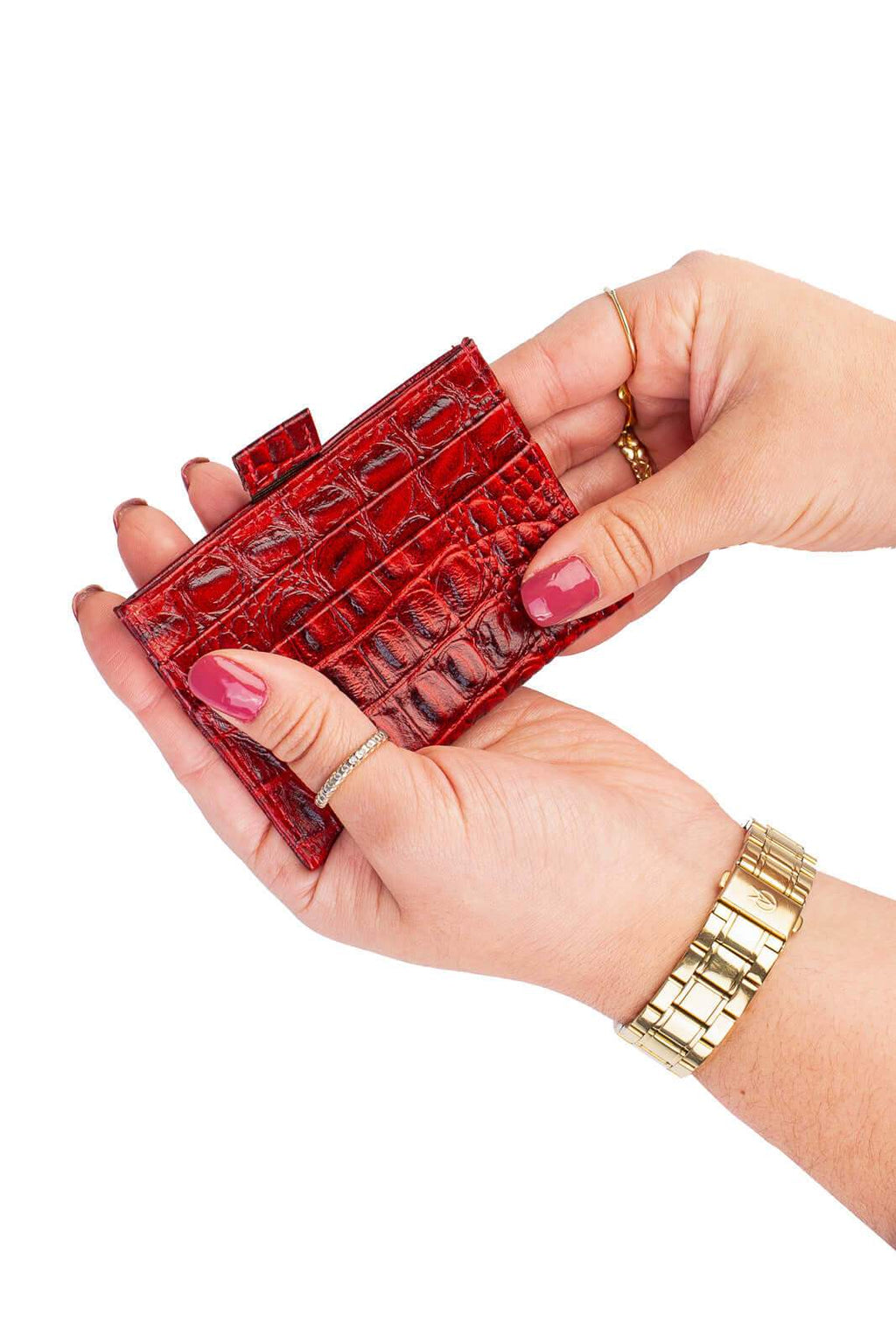 Porta cartões de couro croco Ianna 8x10cm - Enluaze