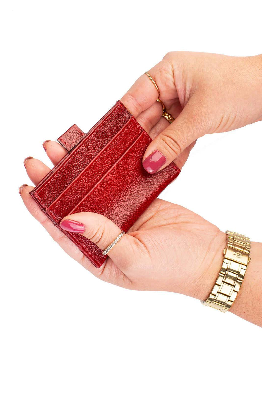 Porta cartões de couro liso Ianna 8x10cm - Enluaze