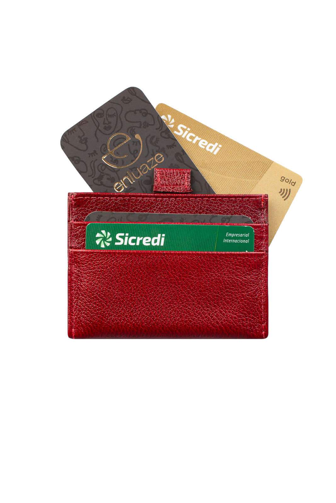 Porta cartões de couro liso Ianna 8x10cm - Enluaze