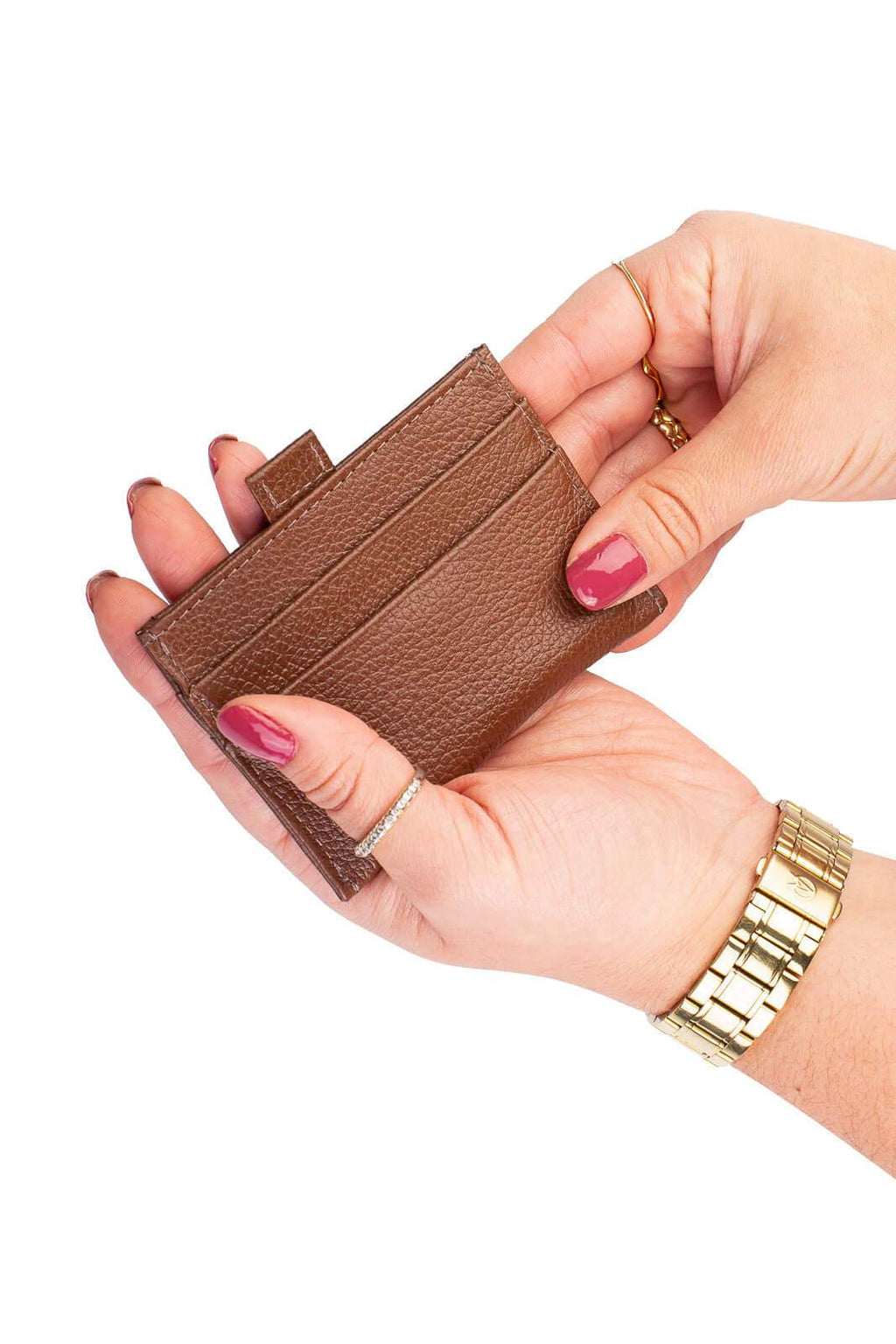 Porta cartões de couro liso Ianna 8x10cm - Enluaze