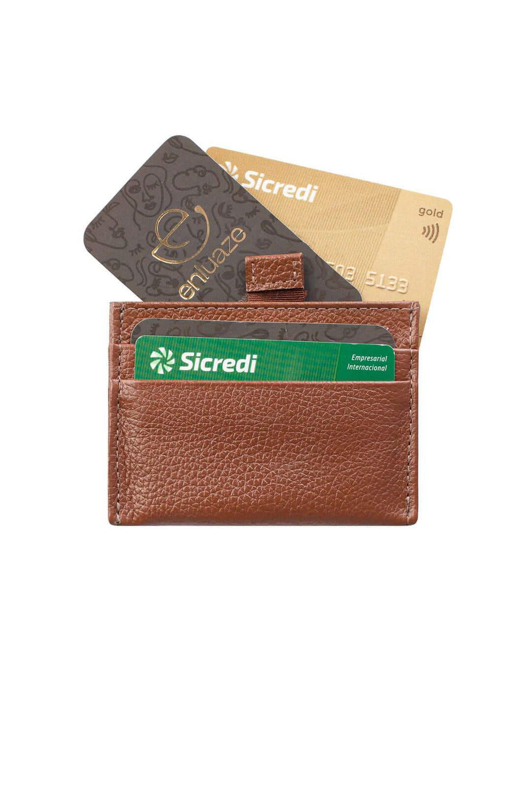 Porta cartões de couro liso Ianna 8x10cm - Enluaze