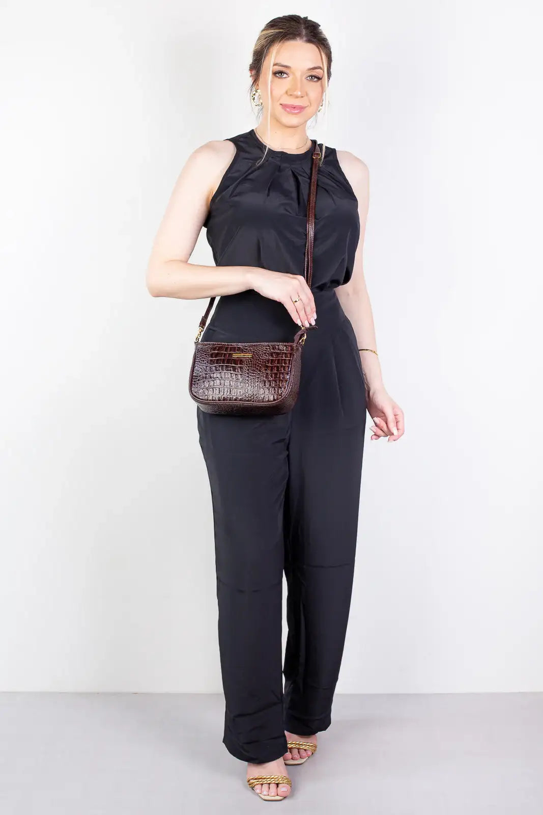 Bolsa tiracolo pequena de couro croco Iria - Enluaze