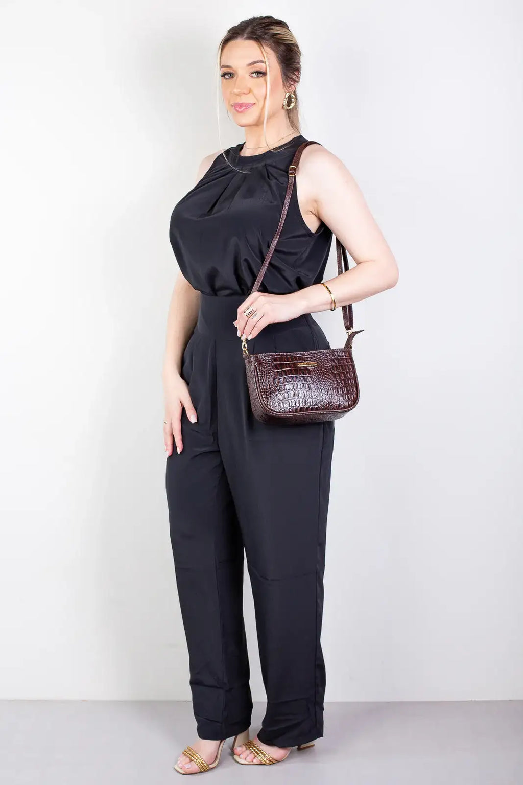 Bolsa tiracolo pequena de couro croco Iria - Enluaze