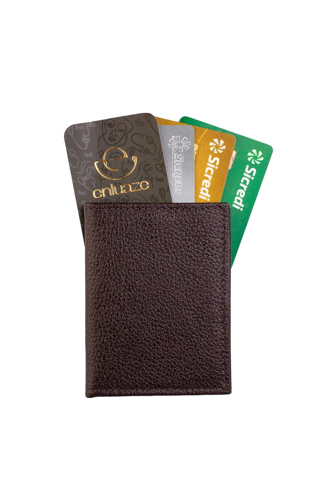 Porta cartões de couro liso Andréia 7,5x10cm - Enluaze