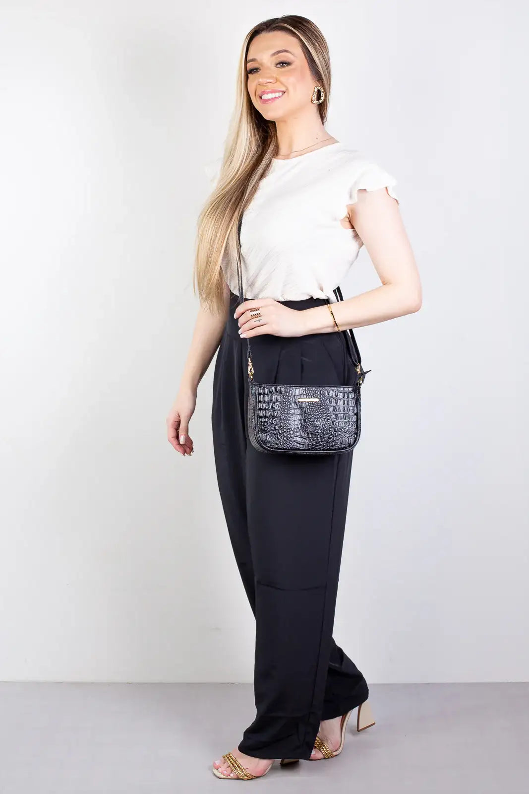 Bolsa tiracolo pequena de couro croco Iria - Enluaze