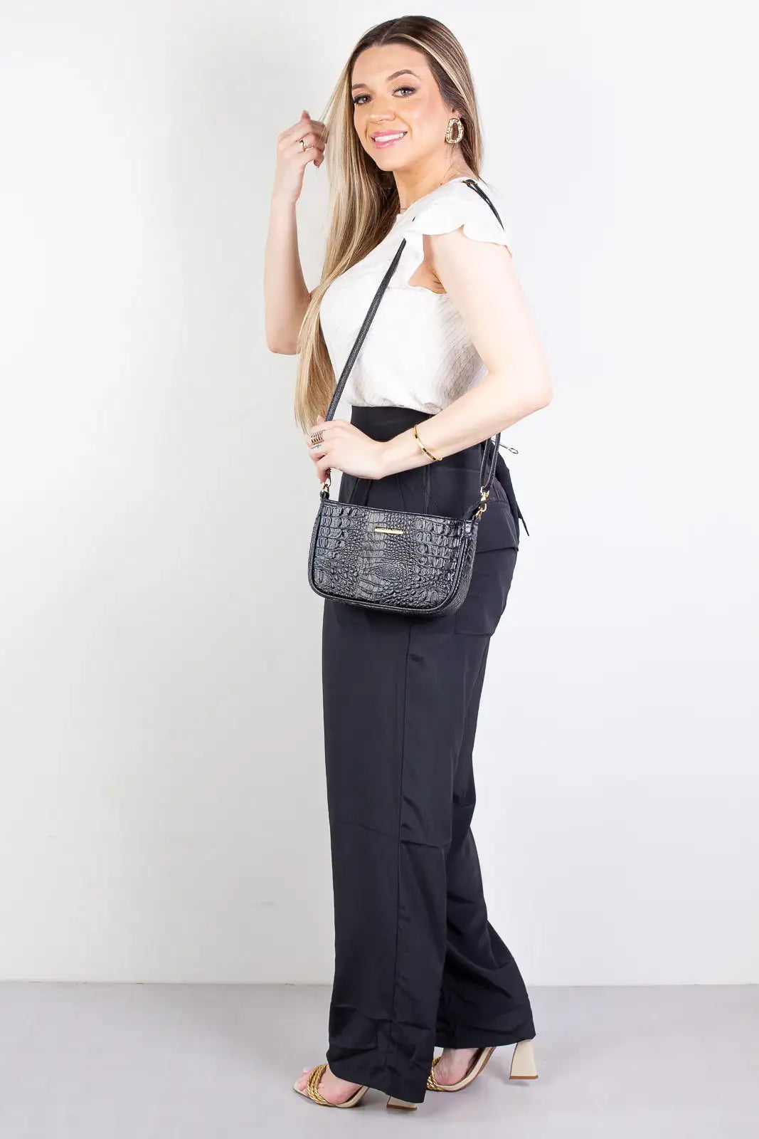 Bolsa tiracolo pequena de couro croco Iria - Enluaze