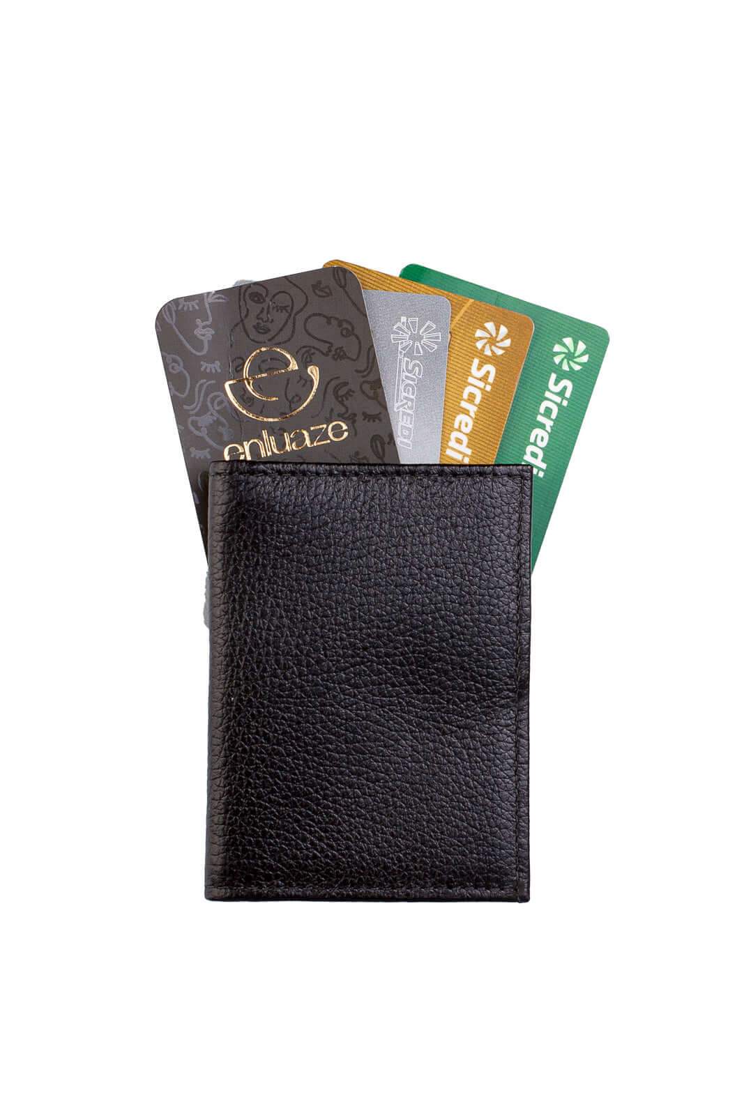 Porta cartões de couro liso Andréia 7,5x10cm - Enluaze