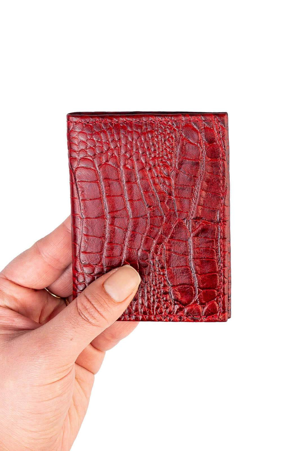 Porta cartões de couro croco Andréia 7,5x10cm - Enluaze