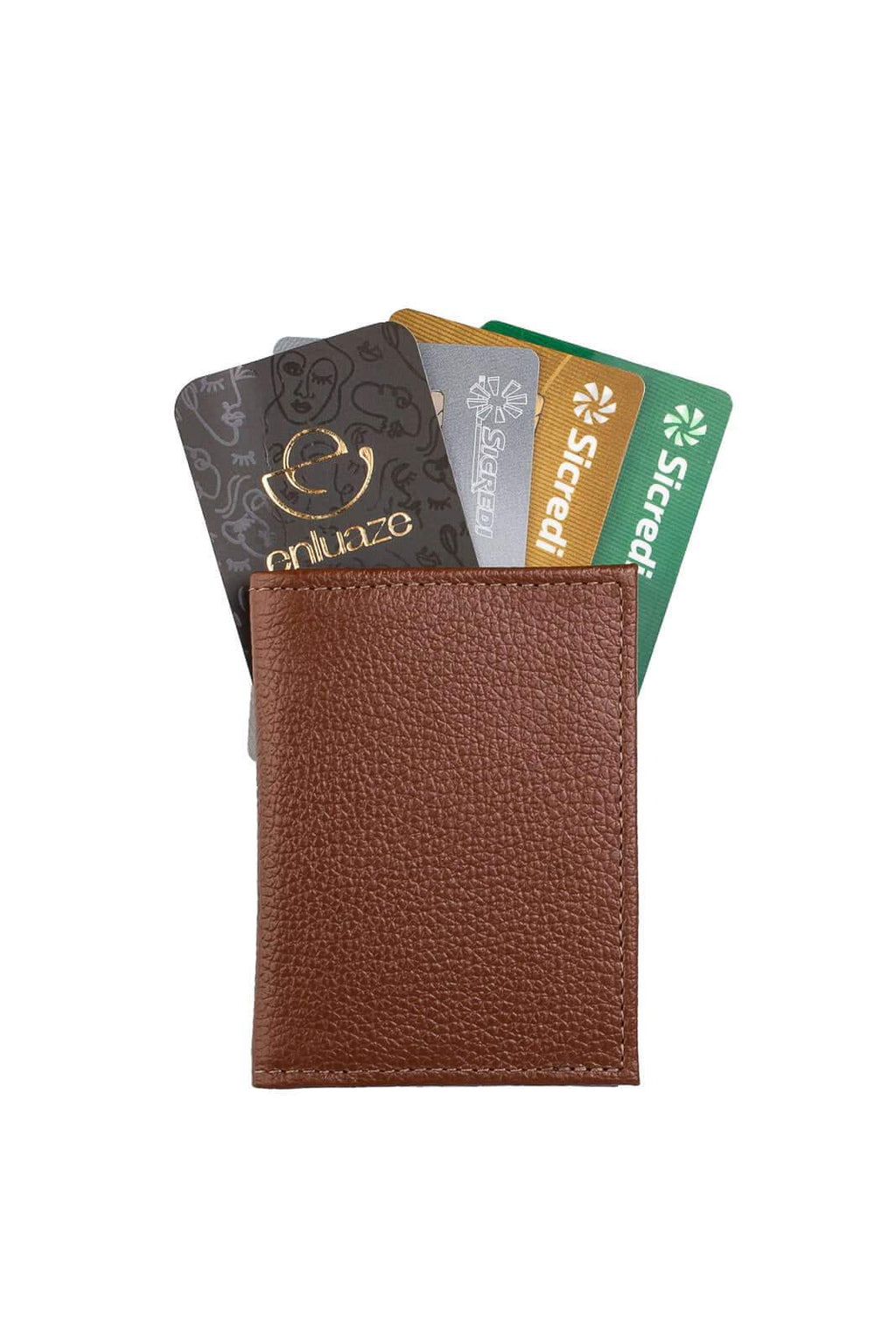 Porta cartões de couro liso Andréia 7,5x10cm - Enluaze