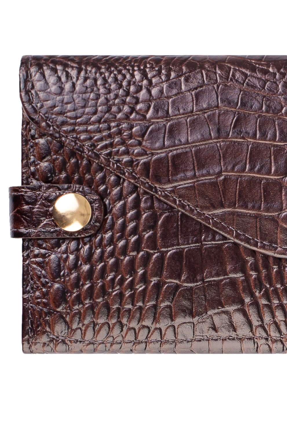 Carteira feminina de couro croco Clara 10,5x19cm - Enluaze