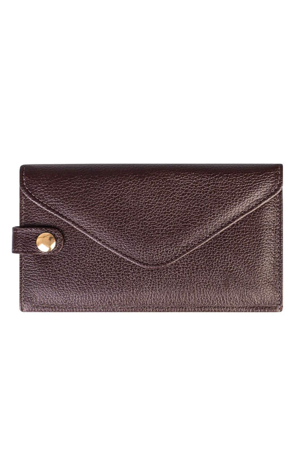 Carteira feminina de couro liso Clara 10,5x19cm - Enluaze