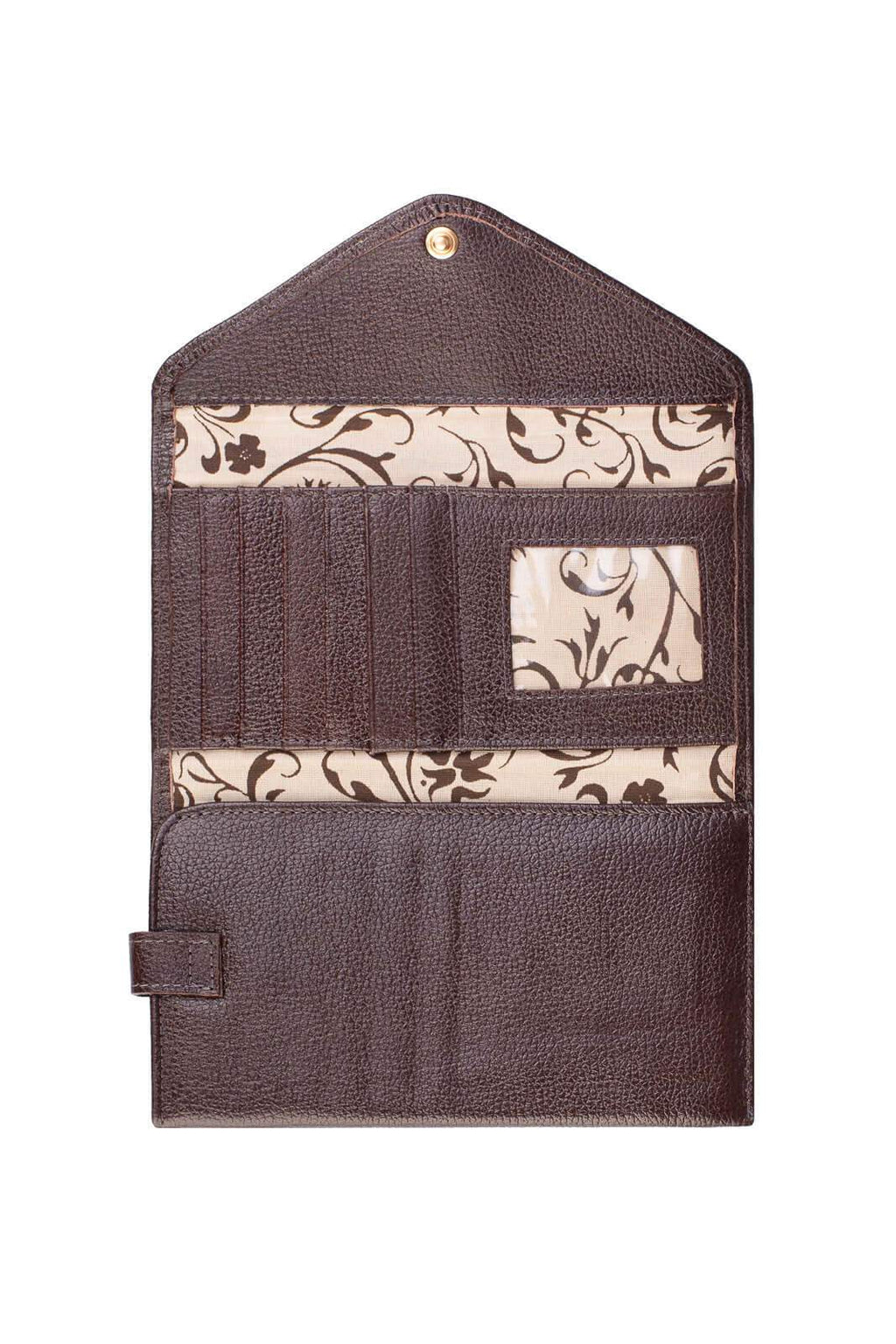 Carteira feminina de couro liso Clara 10,5x19cm - Enluaze