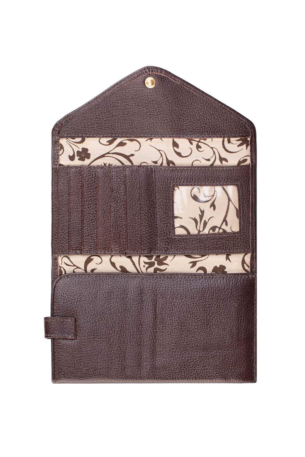 Carteira feminina de couro liso Clara 10,5x19cm - Enluaze