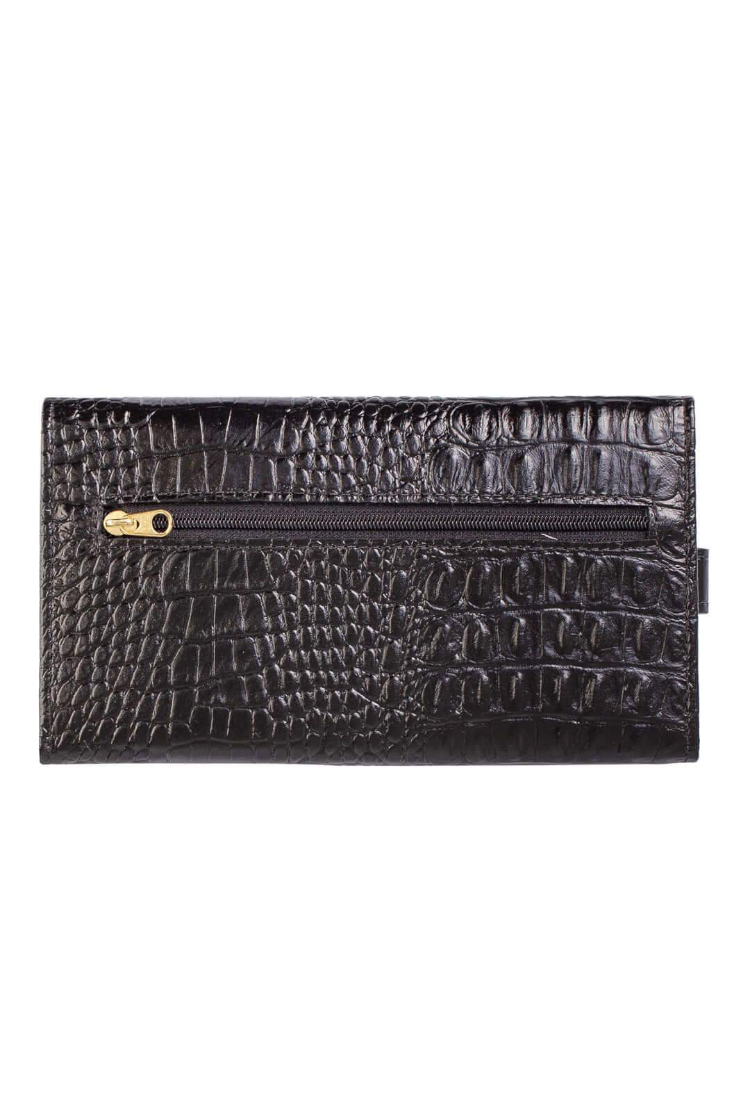 Carteira feminina de couro croco Clara 10,5x19cm - Enluaze