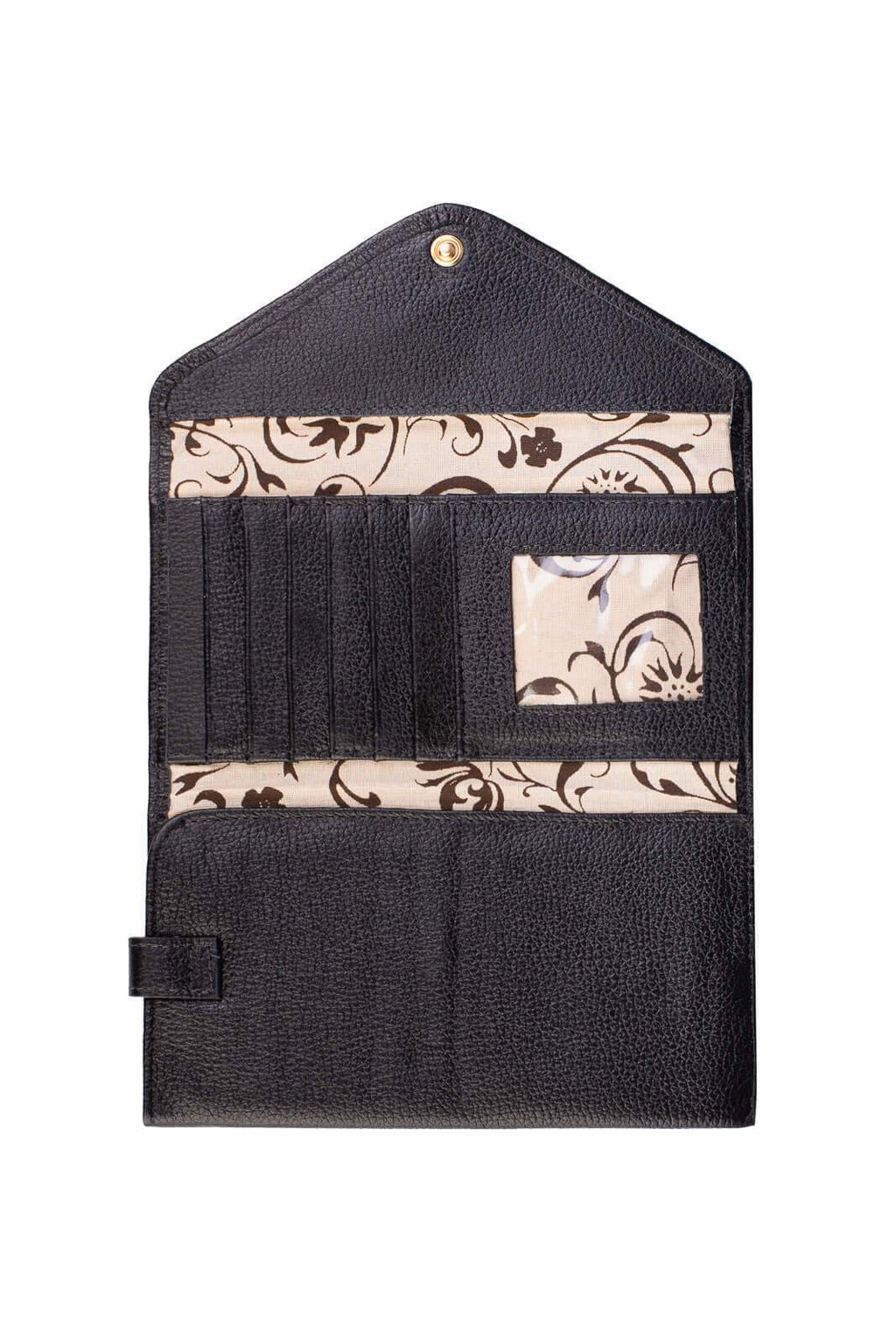 Carteira feminina de couro liso Clara 10,5x19cm - Enluaze